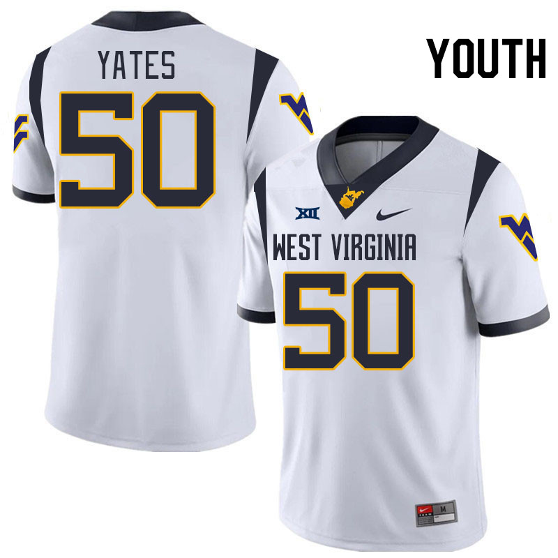 Youth #50 Brandon Yates West Virginia Mountaineers College 2024 New Uniforms Football Jerseys Stitch